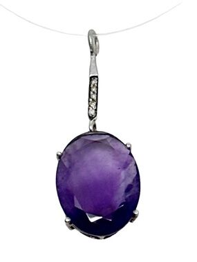 Sterling silver amethyst & diamond Pendant - GM931